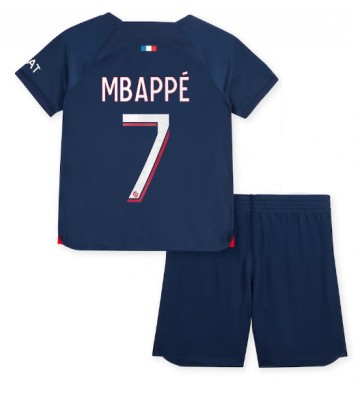 Maillot de foot Paris Saint-Germain Kylian Mbappe #7 Domicile enfant 2023-24 Manches Courte (+ pantalon court)